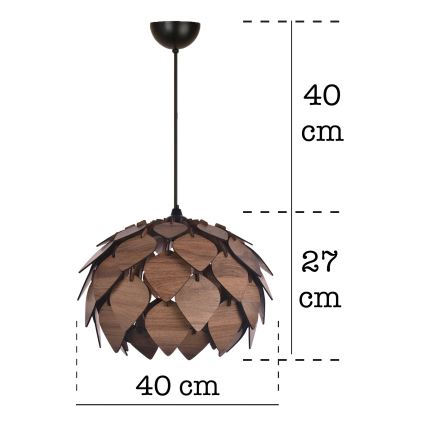 Lámpara colgante 1xE27/40W/230V marrón