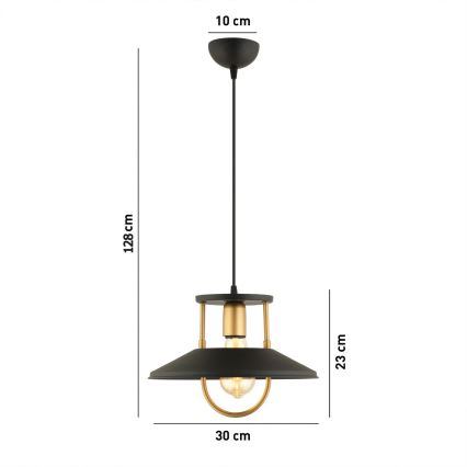 Lámpara colgante 1xE27/40W/230V negro/dorado
