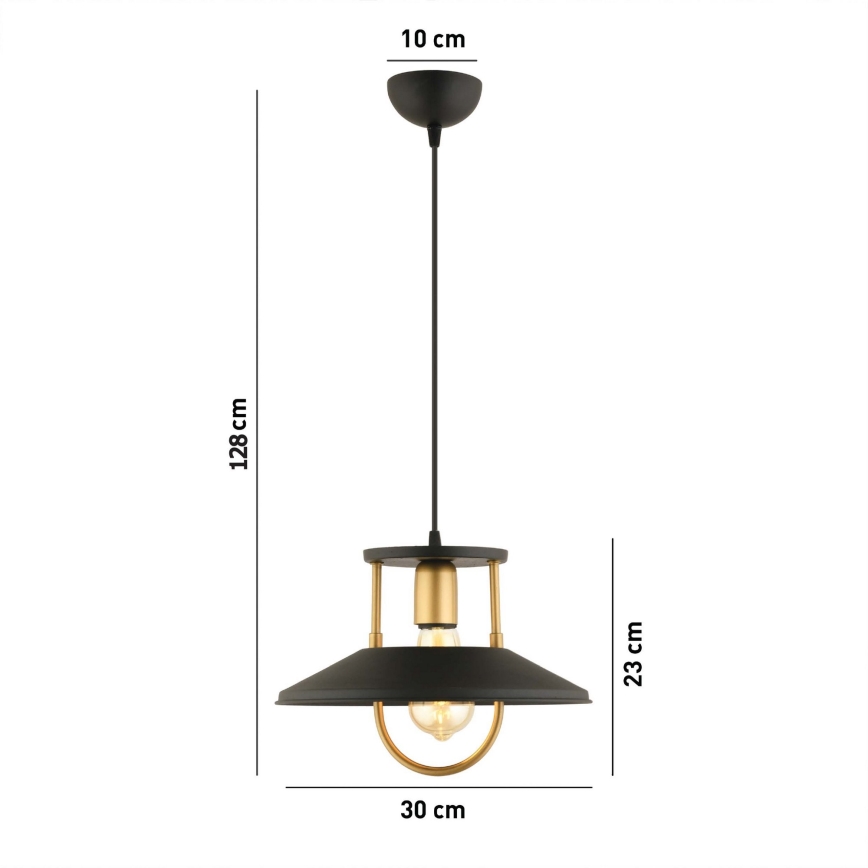 Lámpara colgante 1xE27/40W/230V negro/dorado