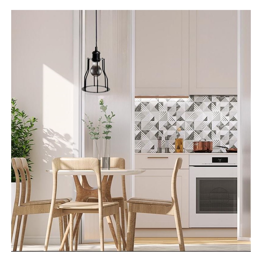 Lámpara colgante 1xE27/60W/230V diá. 15 cm negro