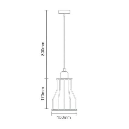 Lámpara colgante 1xE27/60W/230V diá. 15 cm negro