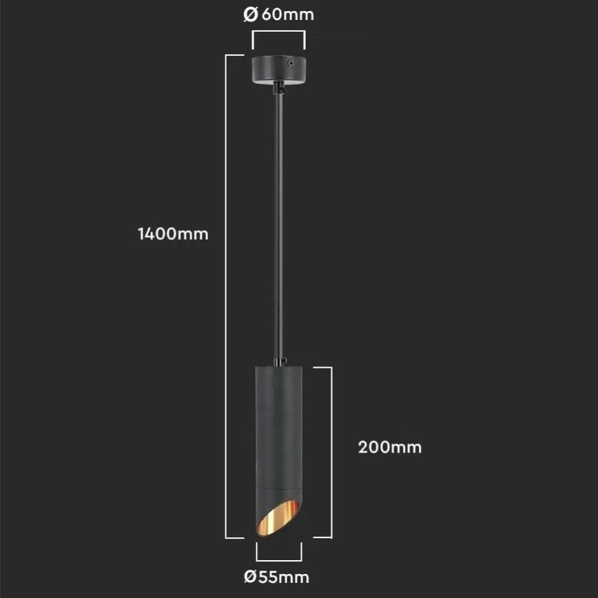 Lámpara colgante 1xGU10/35W/230V 20 cm negro