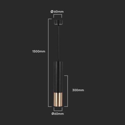 Lámpara colgante 1xGU10/35W/230V 30 cm negro/dorado