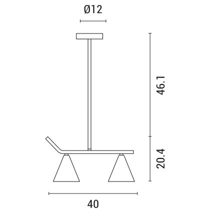 Lámpara colgante 2xE27/40W/230V negro