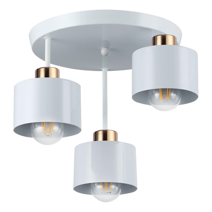 Lámpara colgante 3xE27/35W/230V diá. 30 cm blanco/dorado