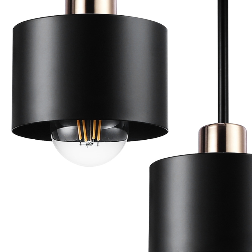 Lámpara colgante 3xE27/35W/230V diá. 30 cm negro/dorado