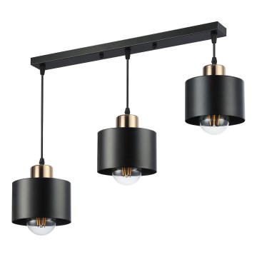 Lámpara colgante 3xE27/35W/230V negro/dorado