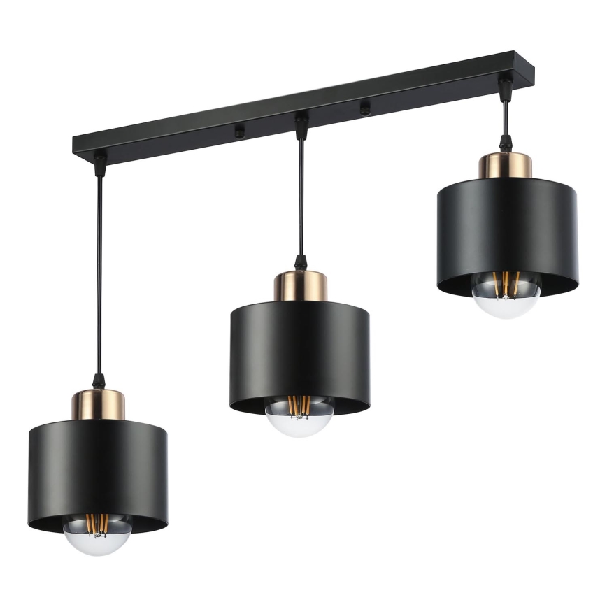 Lámpara colgante 3xE27/35W/230V negro/dorado
