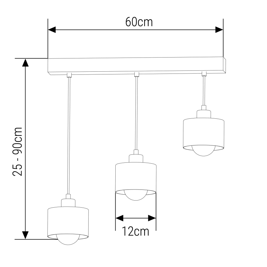Lámpara colgante 3xE27/35W/230V negro