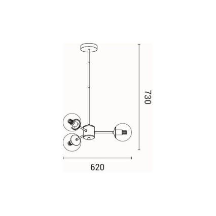 Lámpara colgante 3xE27/40W/230V latón