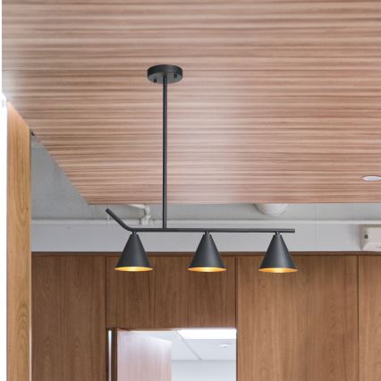 Lámpara colgante 3xE27/40W/230V negro