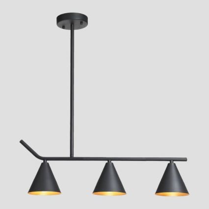 Lámpara colgante 3xE27/40W/230V negro
