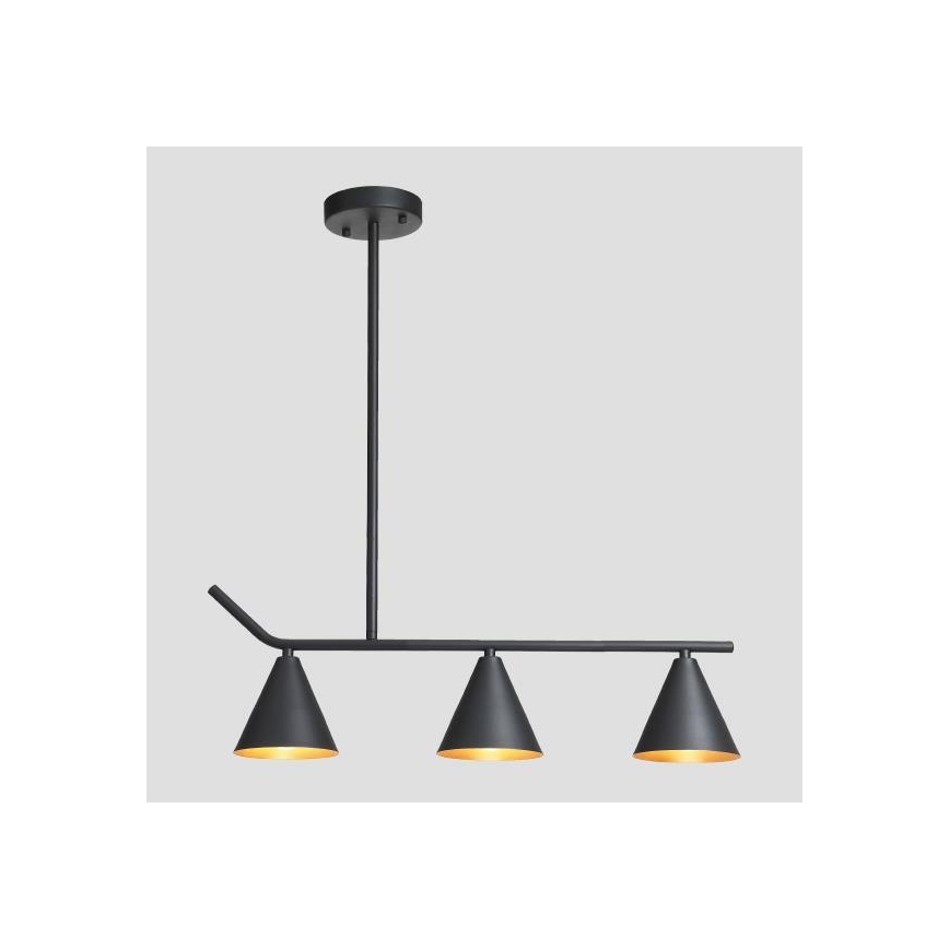 Lámpara colgante 3xE27/40W/230V negro