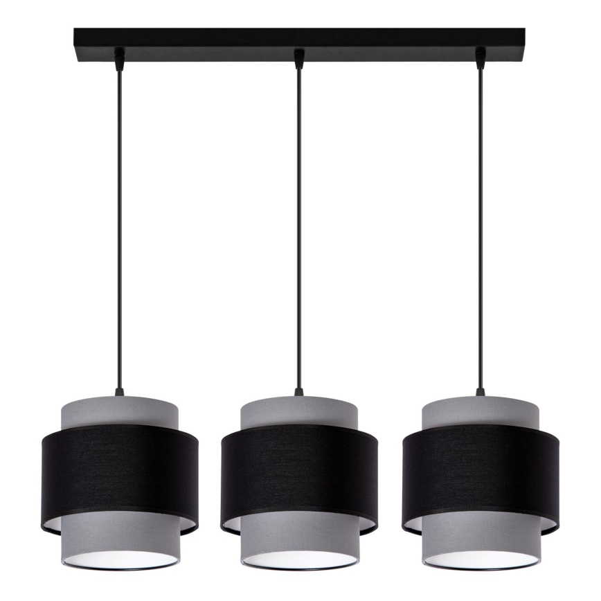 Lámpara colgante 3xE27/60W/230V gris