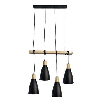 Lámpara colgante 4xE27/60W/230V negro