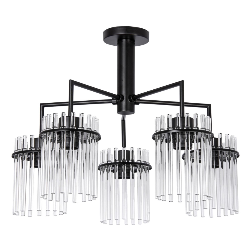 Lámpara colgante 5xE27/60W/230V negro/transparente
