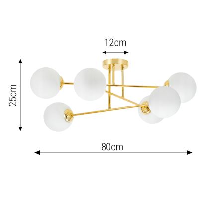Lámpara colgante 6xE27/35W/230V diá. 80 cm dorado