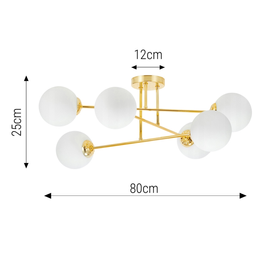 Lámpara colgante 6xE27/35W/230V diá. 80 cm dorado