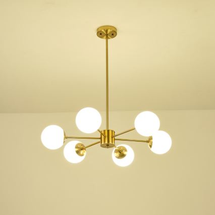 Lámpara colgante 6xE27/40W/230V latón