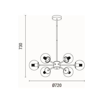 Lámpara colgante 6xE27/40W/230V latón