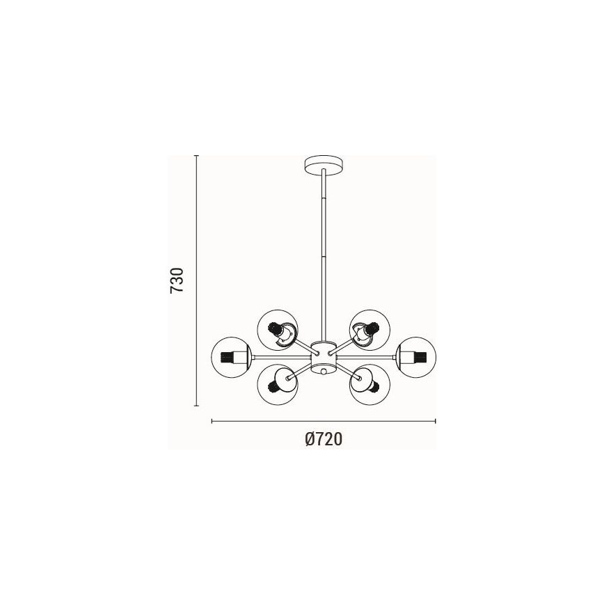 Lámpara colgante 6xE27/40W/230V latón