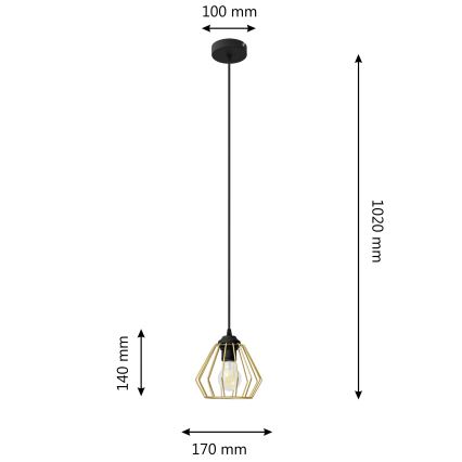 Lámpara colgante AGAT 1xE27/15W/230V dorado/negro