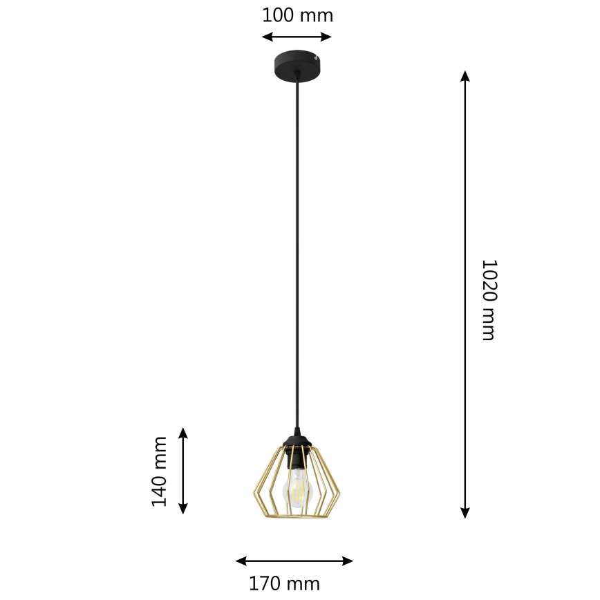 Lámpara colgante AGAT 1xE27/15W/230V dorado/negro
