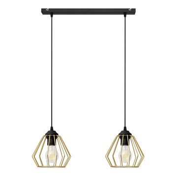 Lámpara colgante AGAT 2xE27/15W/230V dorado/negro