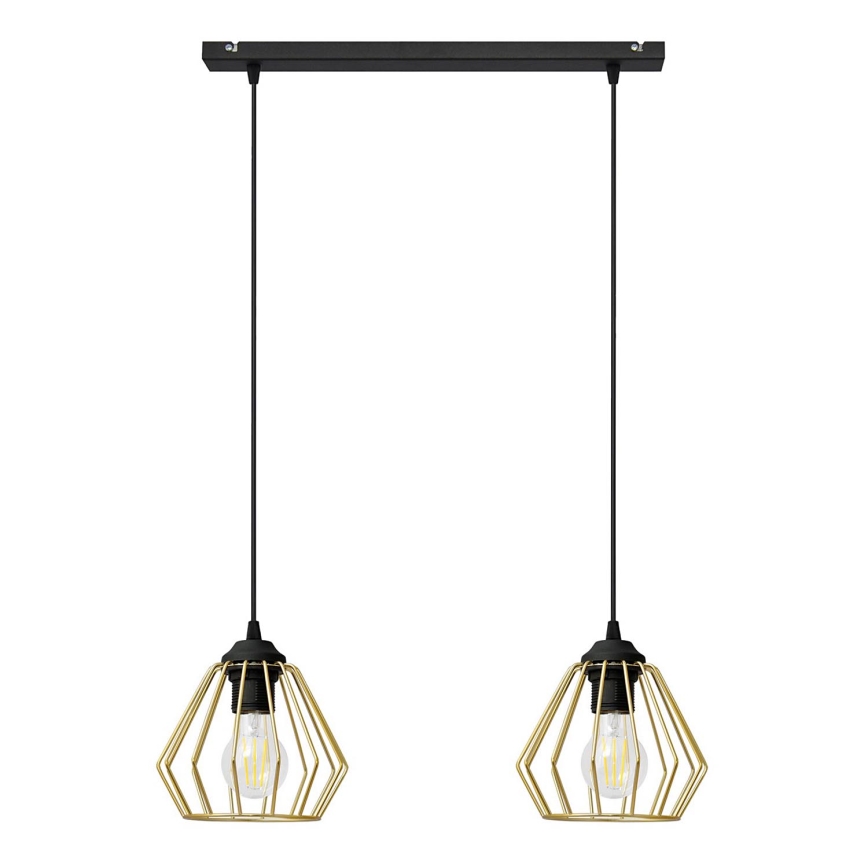 Lámpara colgante AGAT 2xE27/15W/230V dorado/negro