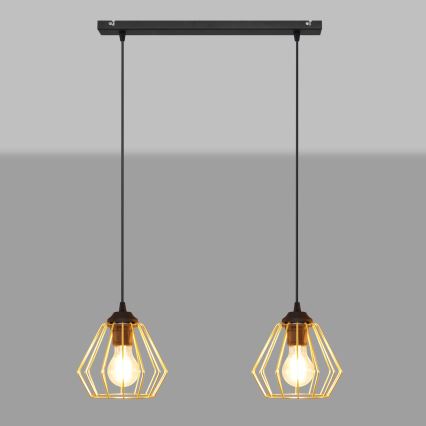 Lámpara colgante AGAT 2xE27/15W/230V dorado/negro