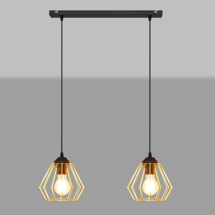 Lámpara colgante AGAT 2xE27/15W/230V dorado/negro