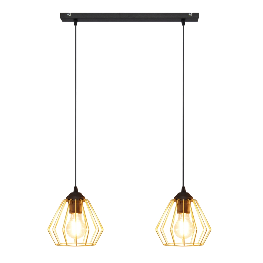 Lámpara colgante AGAT 2xE27/15W/230V dorado/negro