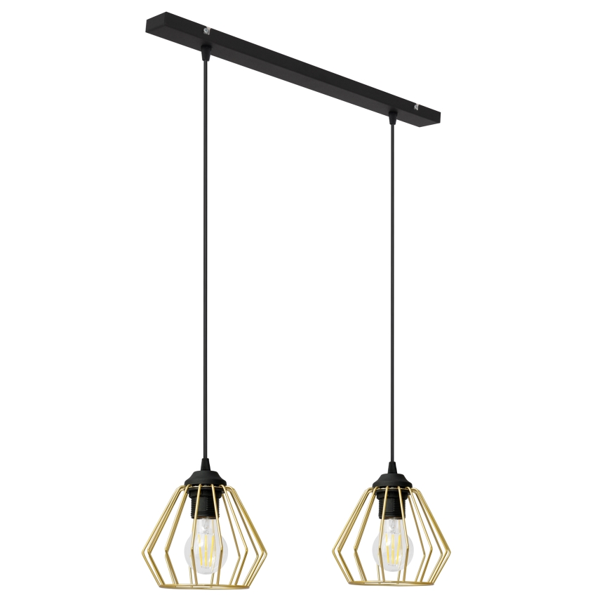 Lámpara colgante AGAT 2xE27/15W/230V dorado/negro