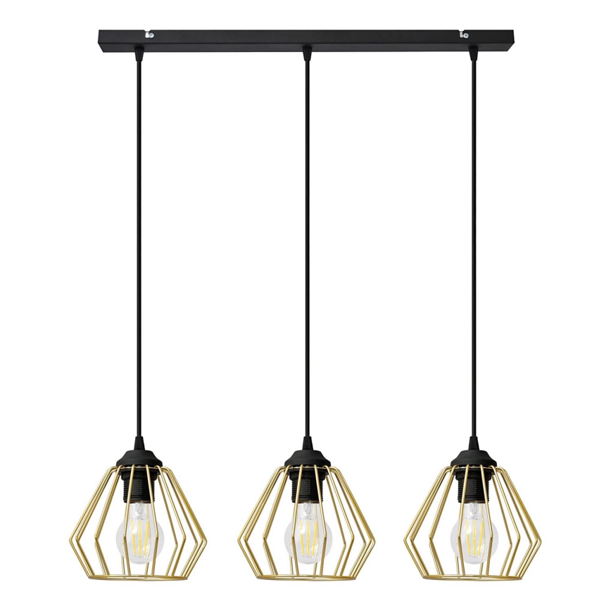 Lámpara colgante AGAT 3xE27/15W/230V dorado/negro