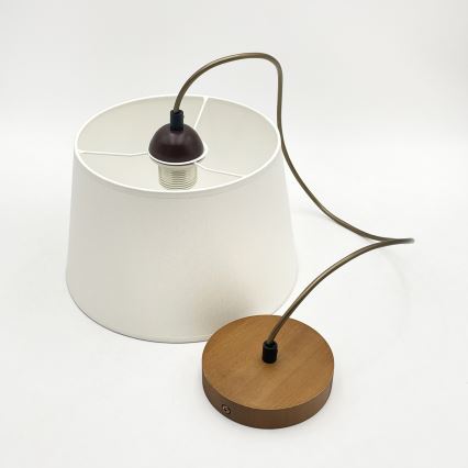 Lámpara colgante AIDA con cable, 1xE27/60W/230V, diámetro 25 cm, roble/marrón/blanco
