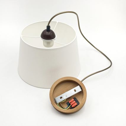 Lámpara colgante AIDA con cable, 1xE27/60W/230V, diámetro 25 cm, roble/marrón/blanco