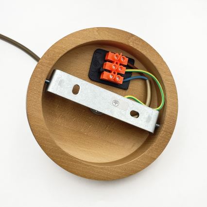 Lámpara colgante AIDA con cable, 1xE27/60W/230V, diámetro 25 cm, roble/marrón/blanco