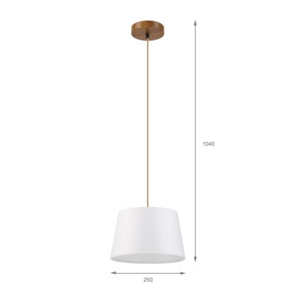 Lámpara colgante AIDA con cable, 1xE27/60W/230V, diámetro 25 cm, roble/marrón/blanco