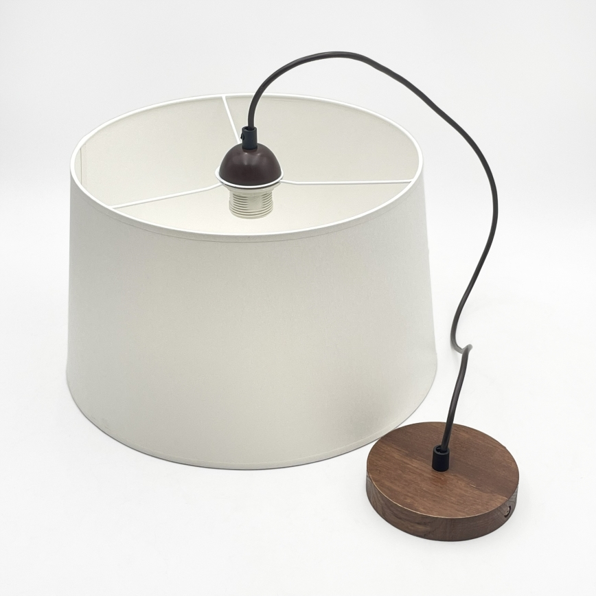 Lámpara colgante AIDA con cable 1xE27/60W/230V, Ø 35 cm, roble/nogal/blanco