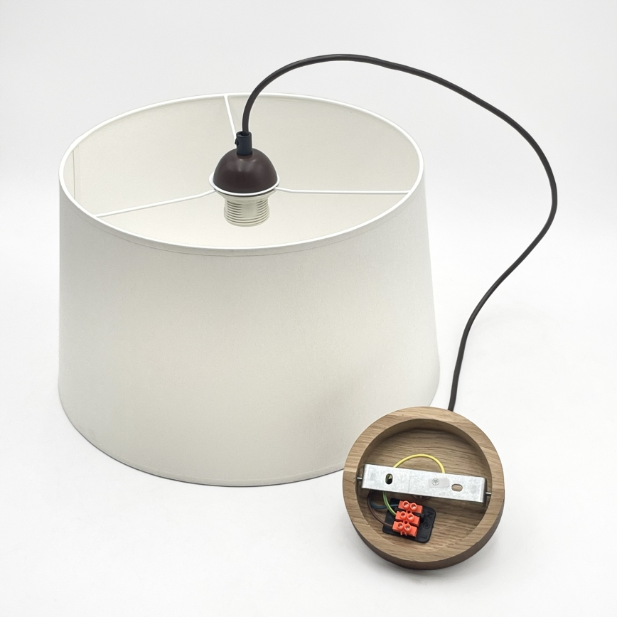 Lámpara colgante AIDA con cable 1xE27/60W/230V, Ø 35 cm, roble/nogal/blanco