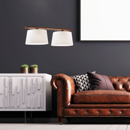 Lámpara colgante AIDA con cable, 2xE27/60W/230V, acabado nogal