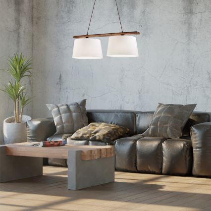 Lámpara colgante AIDA con cable, 2xE27/60W/230V, acabado nogal