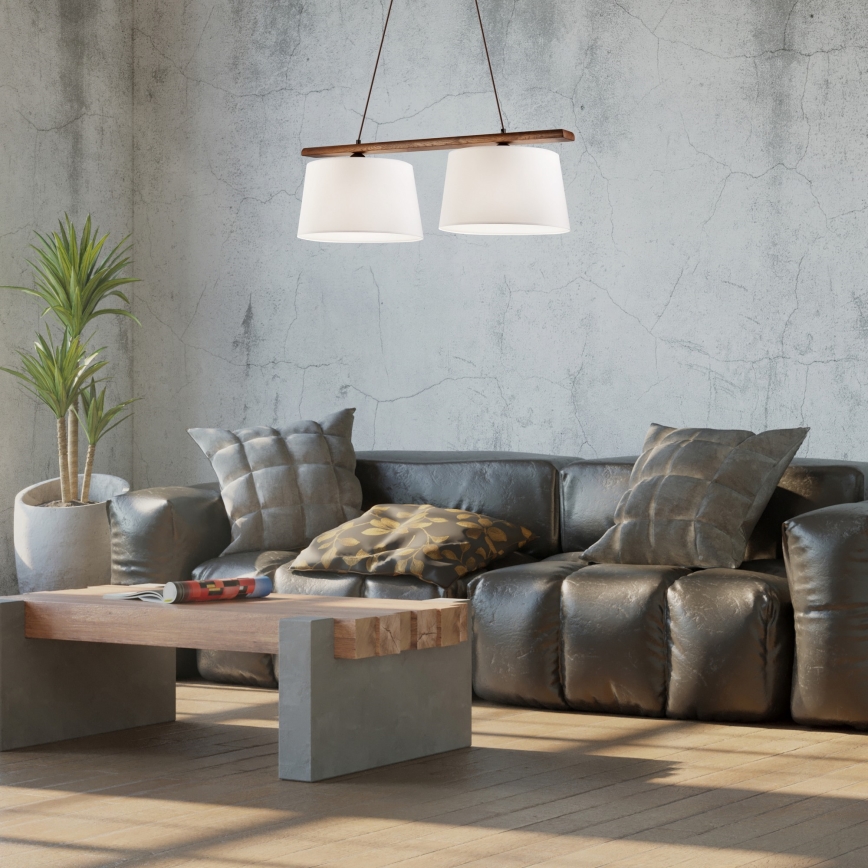 Lámpara colgante AIDA con cable, 2xE27/60W/230V, acabado nogal