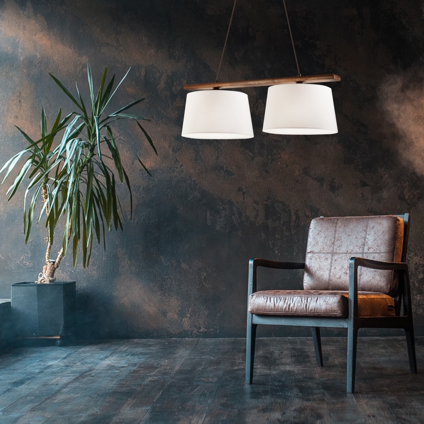 Lámpara colgante AIDA con cable 2xE27/60W/230V Ø 35 cm roble/nogal