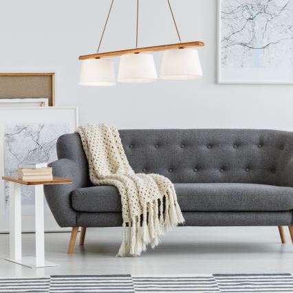 Lámpara colgante AIDA con cable 3xE27/60W/230V, Ø 25 cm, roble