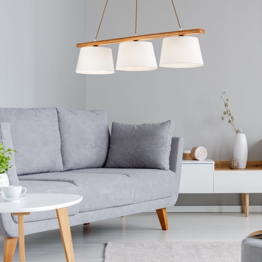 Lámpara colgante AIDA con cable 3xE27/60W/230V, Ø 25 cm, roble