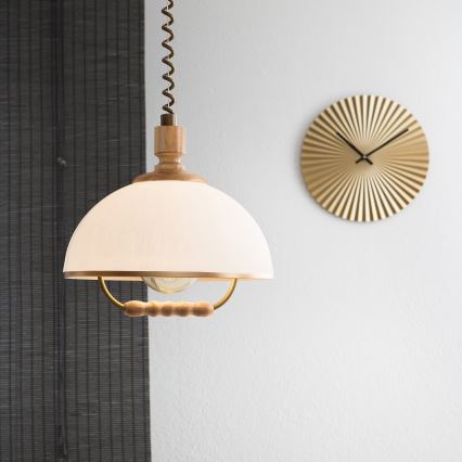 Lámpara colgante ajustable en altura RAMONA 1xE27/60W/230V marrón/blanco/roble