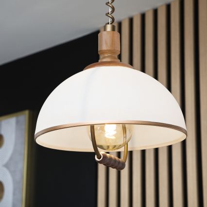 Lámpara colgante ajustable en altura RAMONA 1xE27/60W/230V marrón/blanco/roble