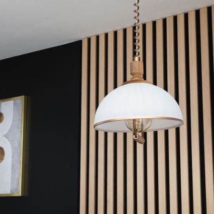Lámpara colgante ajustable en altura RAMONA 1xE27/60W/230V marrón/blanco/roble