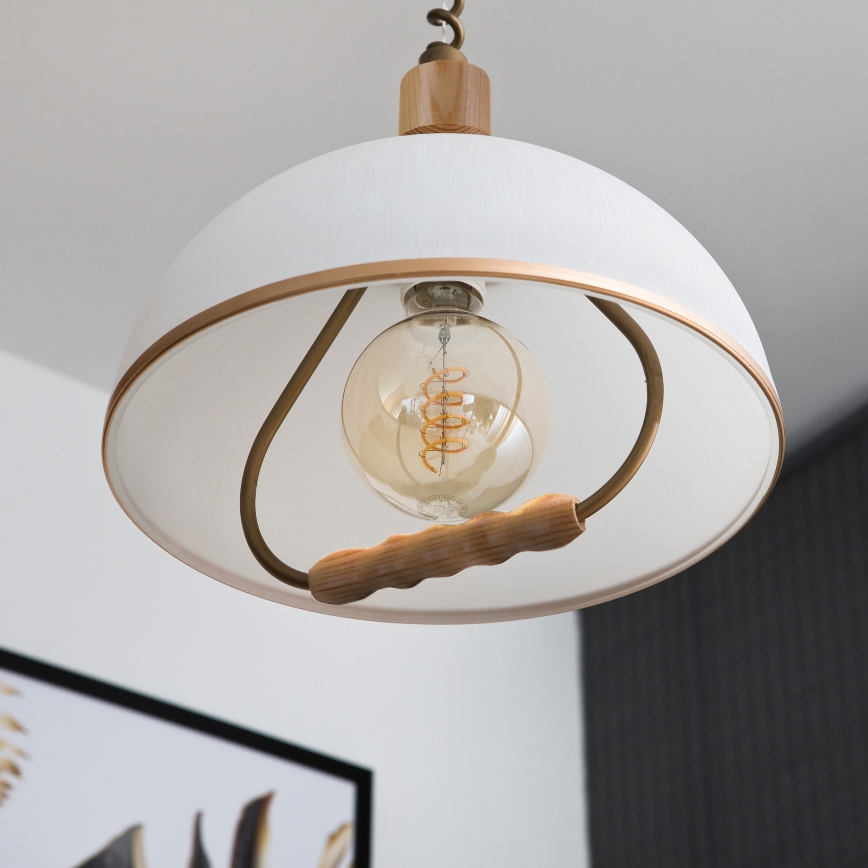 Lámpara colgante ajustable en altura RAMONA 1xE27/60W/230V marrón/blanco/roble